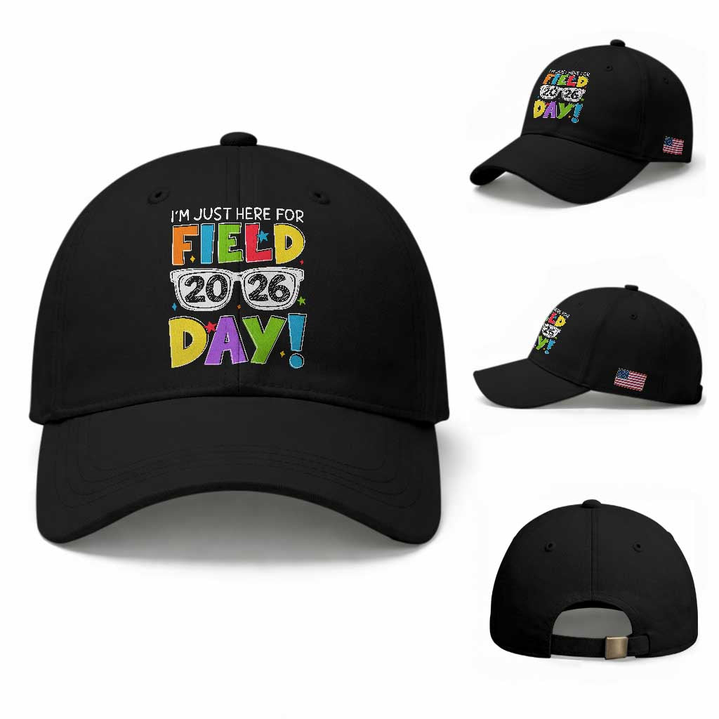 I'm Just Here for Field Day 2026 Baseball Cap School Colorful Sunglasses Graphic