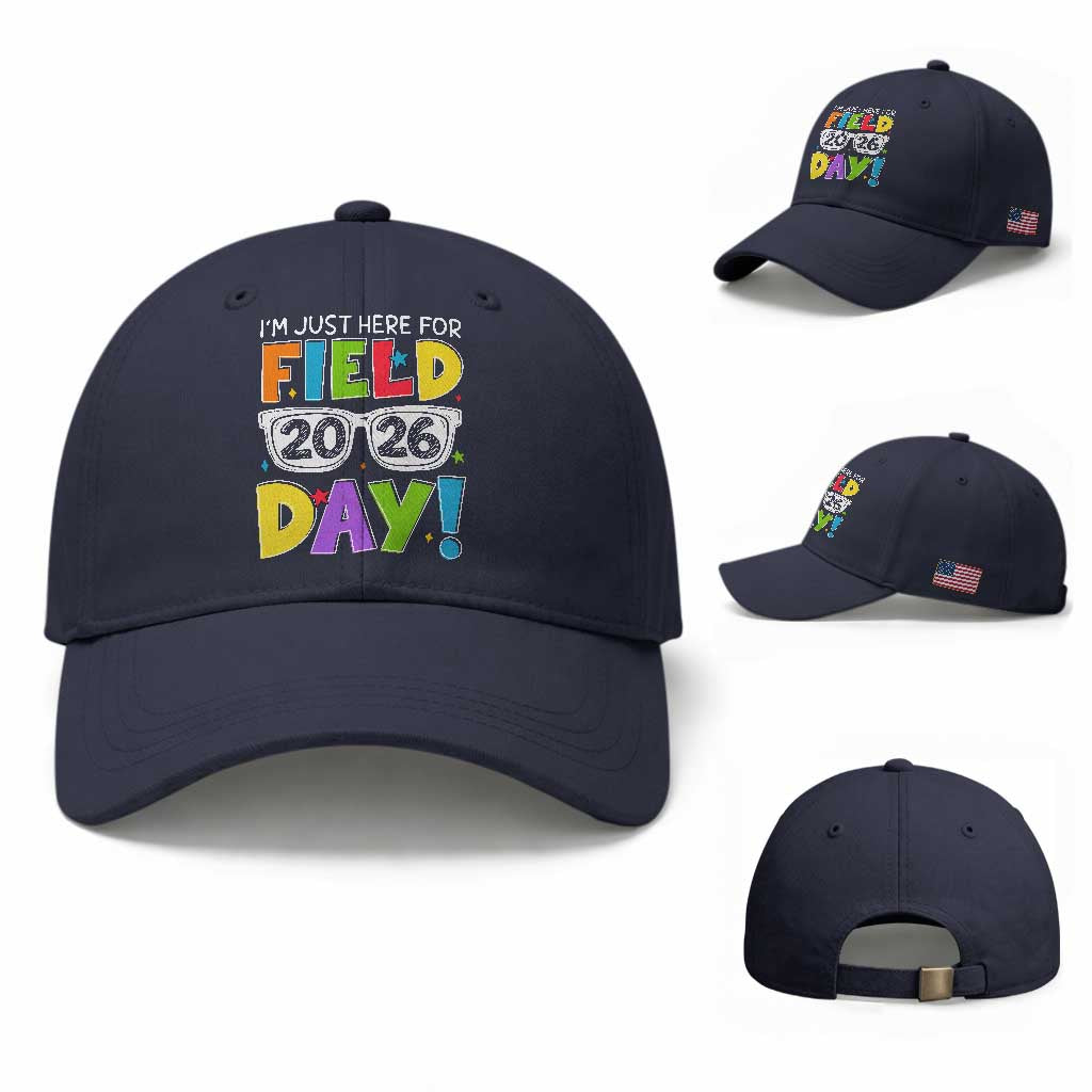 I'm Just Here for Field Day 2026 Baseball Cap School Colorful Sunglasses Graphic