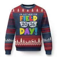 I'm Just Here for Field Day 2026 Ugly Christmas Sweater School Colorful Sunglasses Graphic