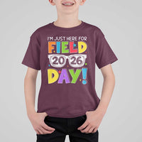 I'm Just Here for Field Day 2026 T Shirt For Kid School Colorful Sunglasses Graphic