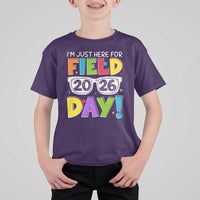 I'm Just Here for Field Day 2026 T Shirt For Kid School Colorful Sunglasses Graphic