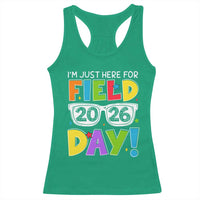 I'm Just Here for Field Day 2026 Racerback Tank Top School Colorful Sunglasses Graphic