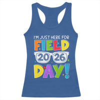 I'm Just Here for Field Day 2026 Racerback Tank Top School Colorful Sunglasses Graphic