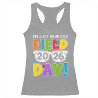 I'm Just Here for Field Day 2026 Racerback Tank Top School Colorful Sunglasses Graphic