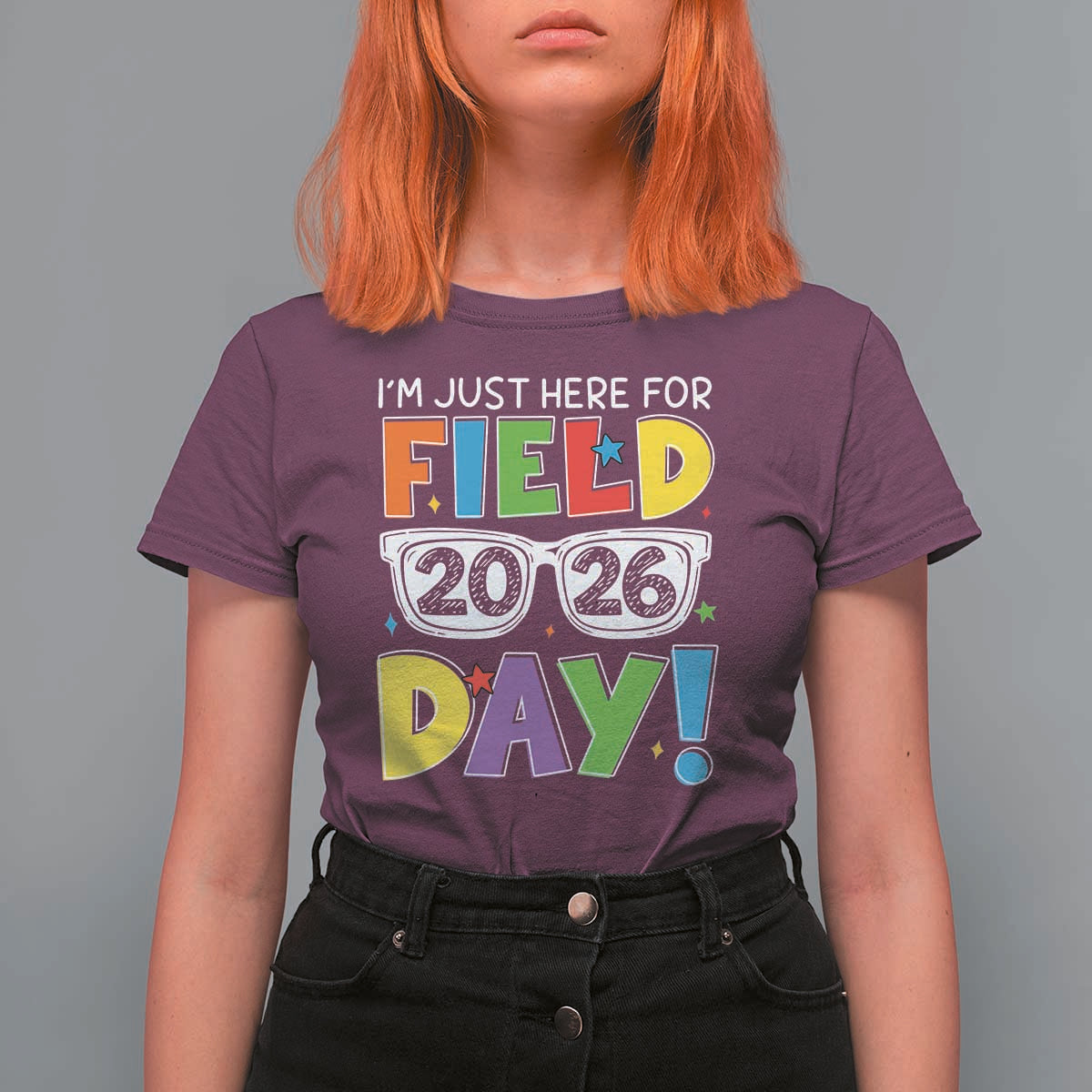 I'm Just Here for Field Day 2026 T Shirt For Women School Colorful Sunglasses Graphic