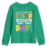 I'm Just Here for Field Day 2026 Youth Sweatshirt School Colorful Sunglasses Graphic