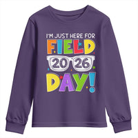 I'm Just Here for Field Day 2026 Youth Sweatshirt School Colorful Sunglasses Graphic