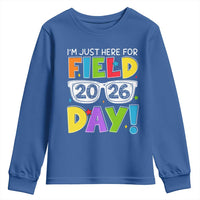 I'm Just Here for Field Day 2026 Youth Sweatshirt School Colorful Sunglasses Graphic