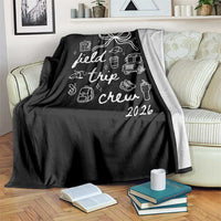 Field Trip Crew 2026 Coquette Bow Throw Blanket Hand Drawn Doodle Graphic Teacher Chaperone
