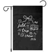Field Trip Crew 2026 Coquette Bow Garden Flag Hand Drawn Doodle Graphic Teacher Chaperone