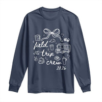 Field Trip Crew 2026 Coquette Bow Long Sleeve Shirt Hand Drawn Doodle Graphic Teacher Chaperone