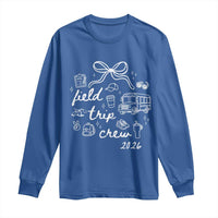 Field Trip Crew 2026 Coquette Bow Long Sleeve Shirt Hand Drawn Doodle Graphic Teacher Chaperone