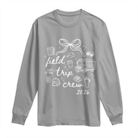 Field Trip Crew 2026 Coquette Bow Long Sleeve Shirt Hand Drawn Doodle Graphic Teacher Chaperone