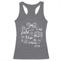 Field Trip Crew 2026 Coquette Bow Racerback Tank Top Hand Drawn Doodle Graphic Teacher Chaperone