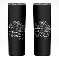 Field Trip Crew 2026 Coquette Bow Skinny Tumbler Hand Drawn Doodle Graphic Teacher Chaperone