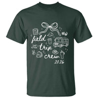 Field Trip Crew 2026 Coquette Bow T Shirt Hand Drawn Doodle Graphic Teacher Chaperone