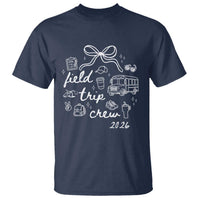 Field Trip Crew 2026 Coquette Bow T Shirt Hand Drawn Doodle Graphic Teacher Chaperone