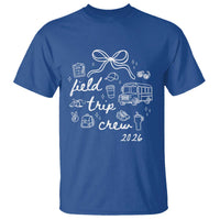 Field Trip Crew 2026 Coquette Bow T Shirt Hand Drawn Doodle Graphic Teacher Chaperone