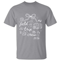 Field Trip Crew 2026 Coquette Bow T Shirt Hand Drawn Doodle Graphic Teacher Chaperone