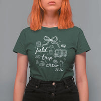 Field Trip Crew 2026 Coquette Bow T Shirt For Women Hand Drawn Doodle Graphic Teacher Chaperone