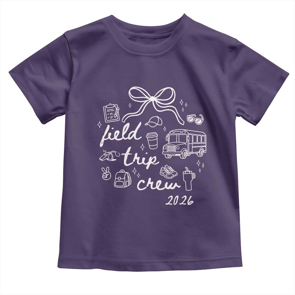 Field Trip Crew 2026 Coquette Bow Toddler T Shirt Hand Drawn Doodle Graphic Teacher Chaperone