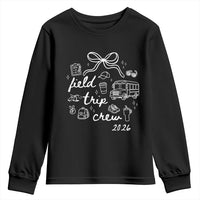 Field Trip Crew 2026 Coquette Bow Youth Sweatshirt Hand Drawn Doodle Graphic Teacher Chaperone