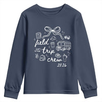 Field Trip Crew 2026 Coquette Bow Youth Sweatshirt Hand Drawn Doodle Graphic Teacher Chaperone