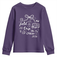 Field Trip Crew 2026 Coquette Bow Youth Sweatshirt Hand Drawn Doodle Graphic Teacher Chaperone