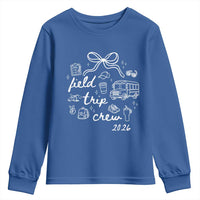 Field Trip Crew 2026 Coquette Bow Youth Sweatshirt Hand Drawn Doodle Graphic Teacher Chaperone