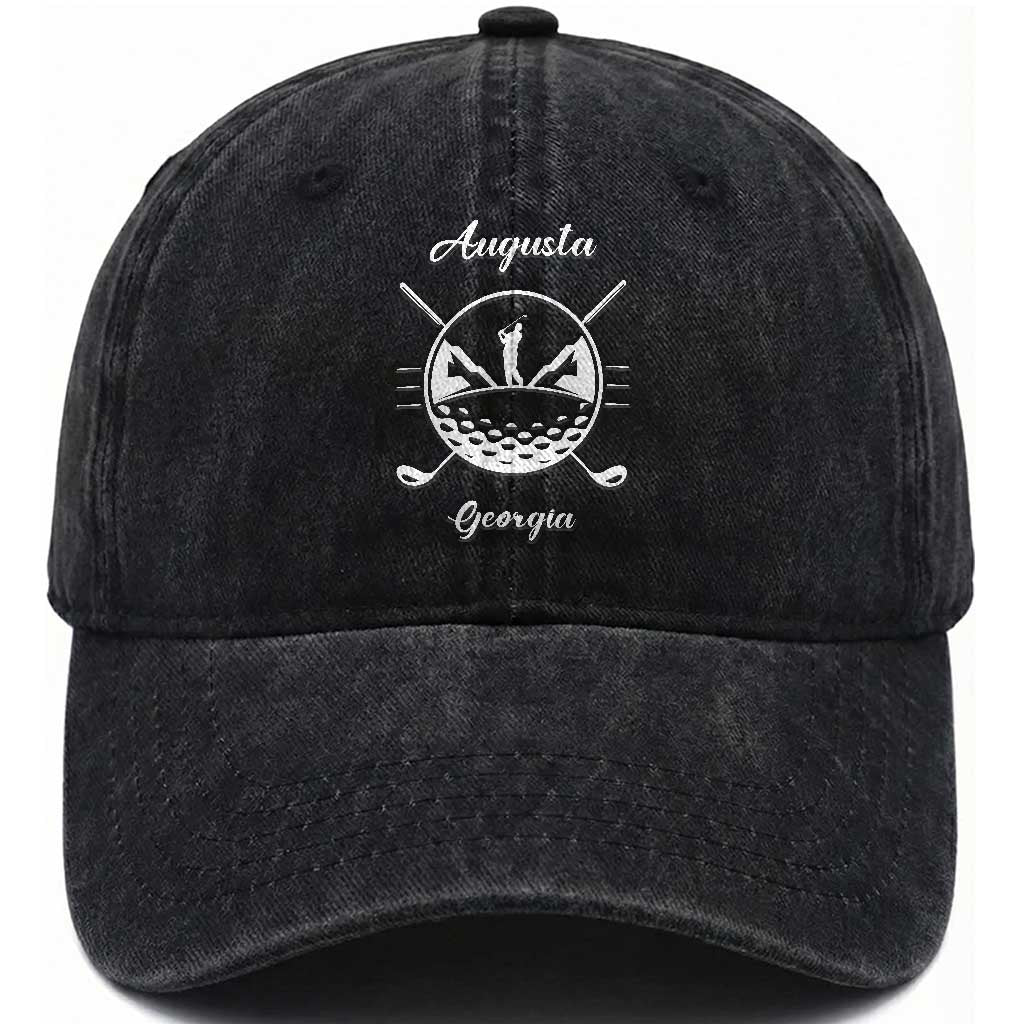 Augusta Georgia Golfing Lover Washed Cotton Baseball Cap Southern Sports Traditions Retro Varsity Golf Fan