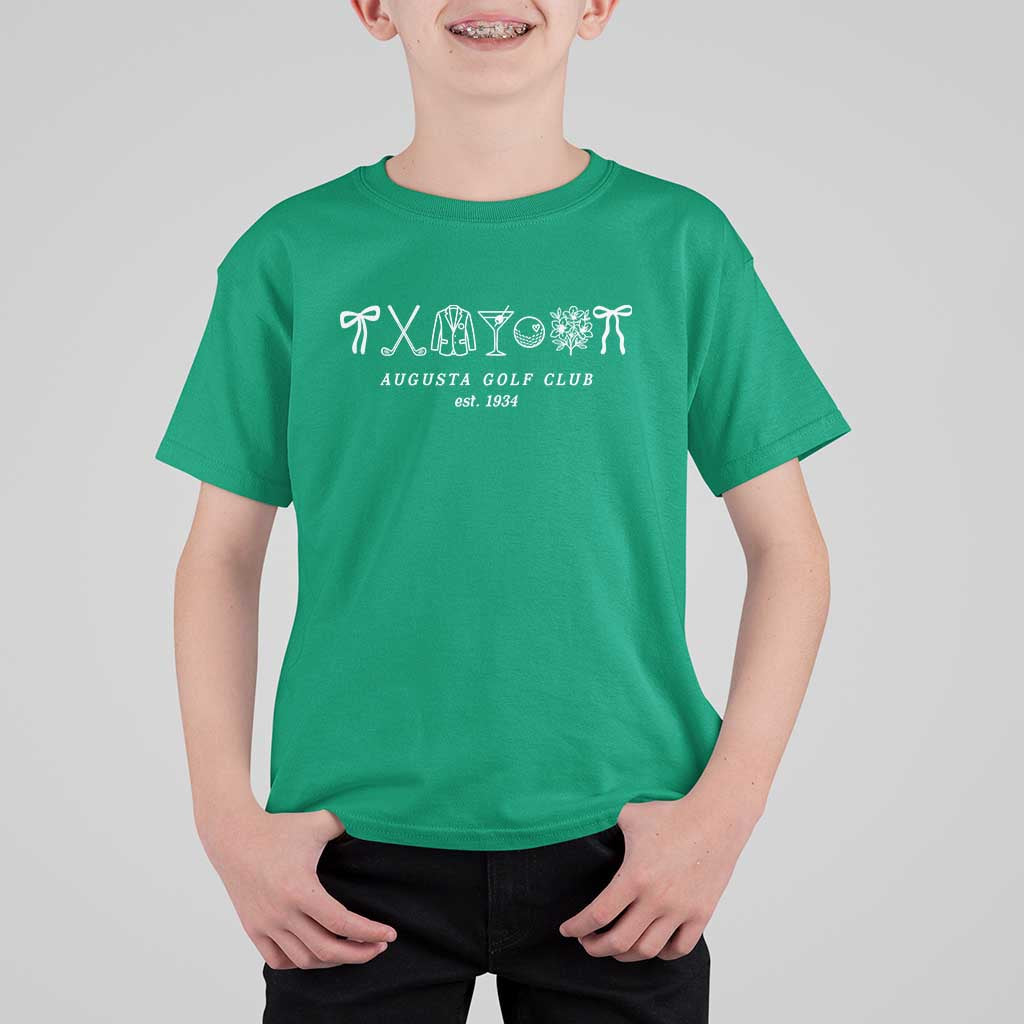 Augusta Golf Club Est 1934 Preppy Coquette Bows T Shirt For Kid Southern Golfing Girl Aesthetic Lifestyle