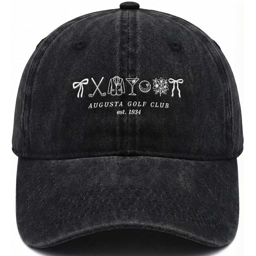 Augusta Golf Club Est 1934 Preppy Coquette Bows Washed Cotton Baseball Cap Southern Golfing Girl Aesthetic Lifestyle