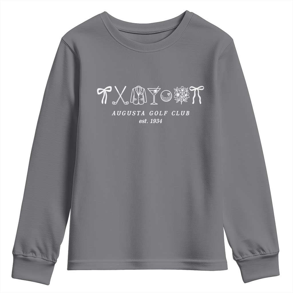 Augusta Golf Club Est 1934 Preppy Coquette Bows Youth Sweatshirt Southern Golfing Girl Aesthetic Lifestyle
