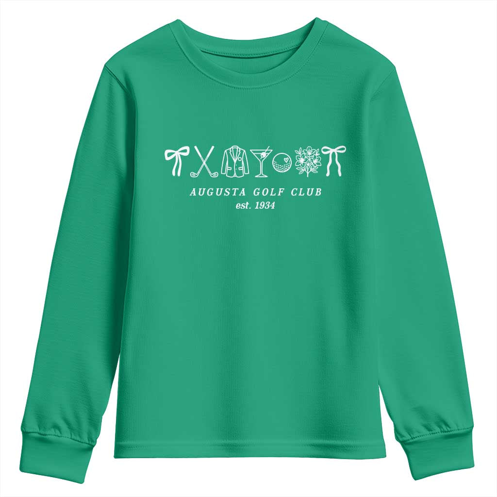 Augusta Golf Club Est 1934 Preppy Coquette Bows Youth Sweatshirt Southern Golfing Girl Aesthetic Lifestyle