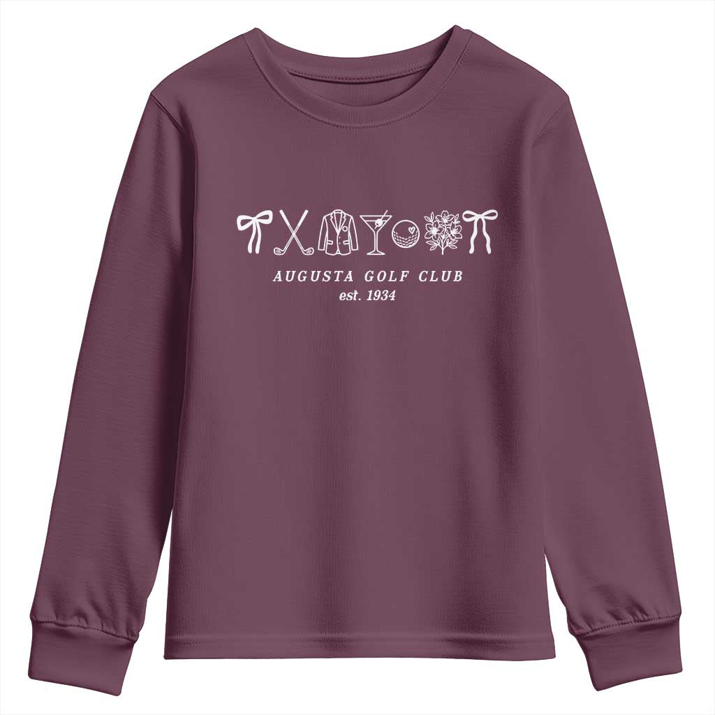 Augusta Golf Club Est 1934 Preppy Coquette Bows Youth Sweatshirt Southern Golfing Girl Aesthetic Lifestyle