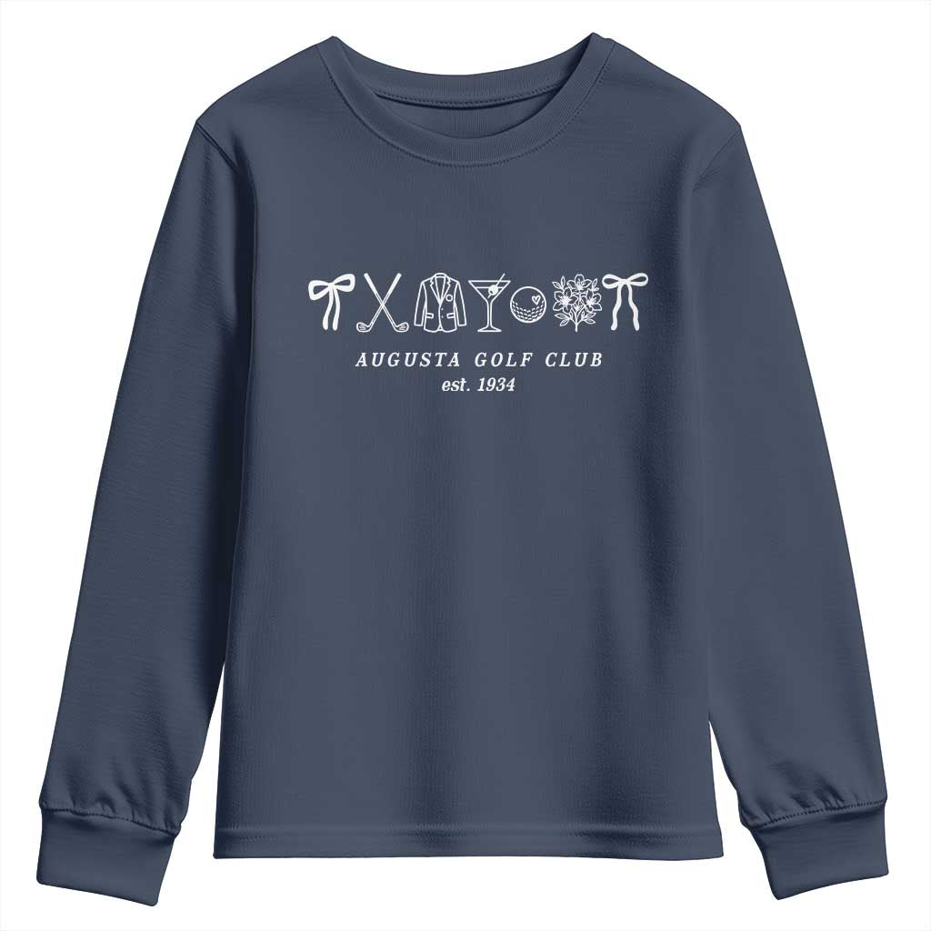 Augusta Golf Club Est 1934 Preppy Coquette Bows Youth Sweatshirt Southern Golfing Girl Aesthetic Lifestyle