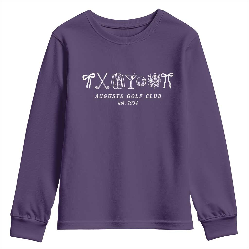Augusta Golf Club Est 1934 Preppy Coquette Bows Youth Sweatshirt Southern Golfing Girl Aesthetic Lifestyle