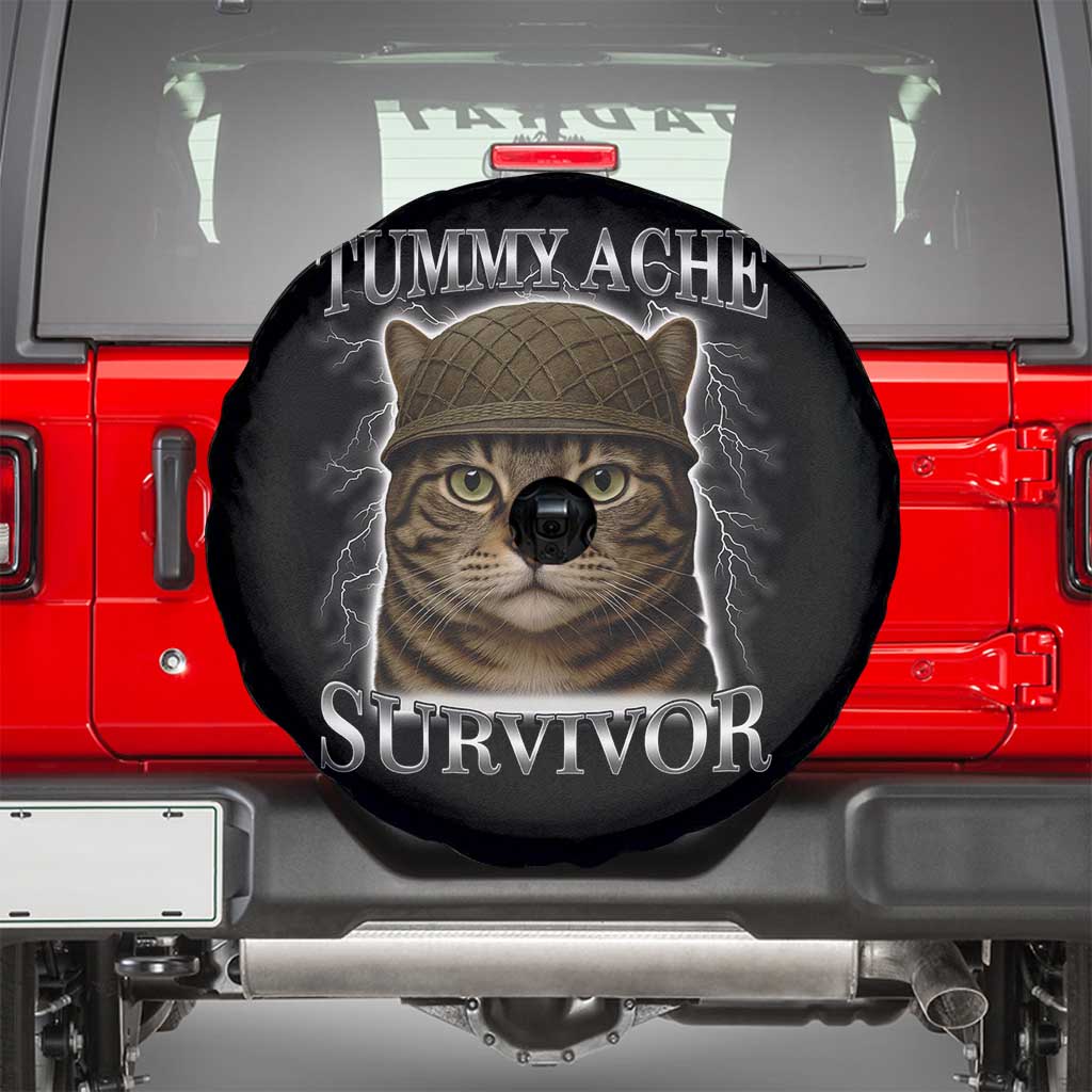 Funny Cat Meme Humor Spare Tire Cover Tummy Ache Survivor Lightning Cats Parody