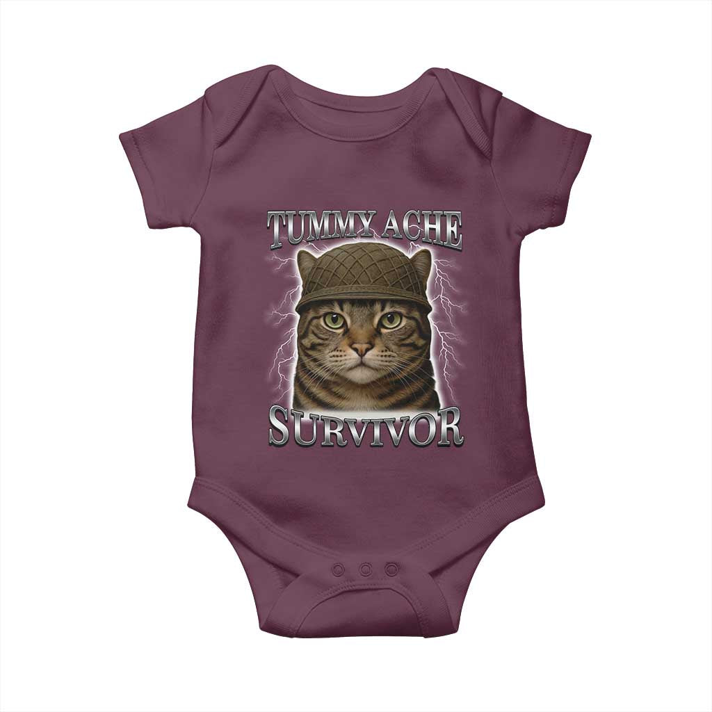 Funny Cat Meme Humor Baby Onesie Tummy Ache Survivor Lightning Cats Parody