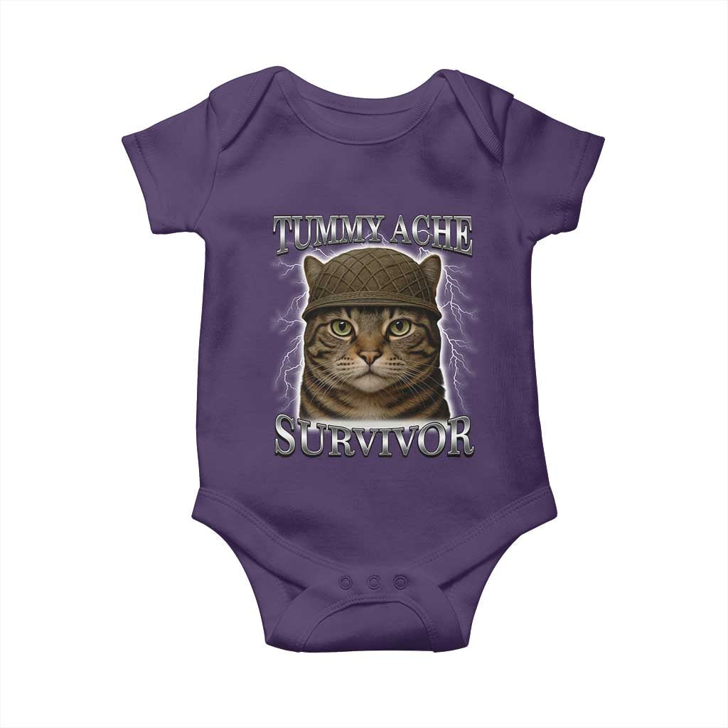 Funny Cat Meme Humor Baby Onesie Tummy Ache Survivor Lightning Cats Parody