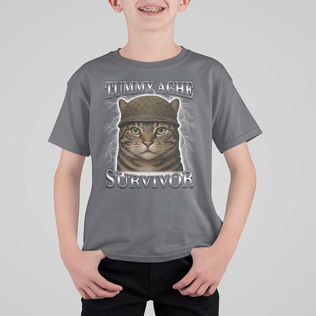 Funny Cat Meme Humor T Shirt For Kid Tummy Ache Survivor Lightning Cats Parody