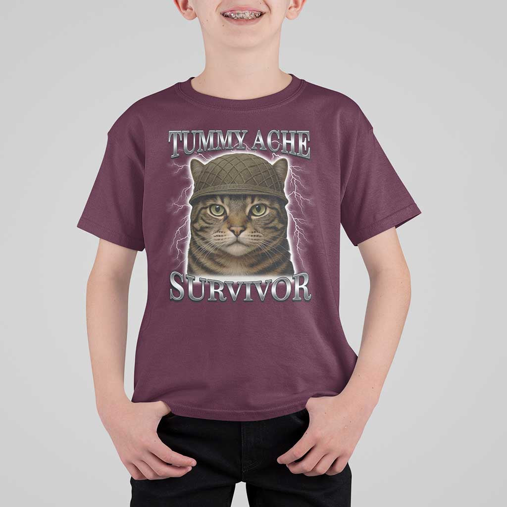 Funny Cat Meme Humor T Shirt For Kid Tummy Ache Survivor Lightning Cats Parody