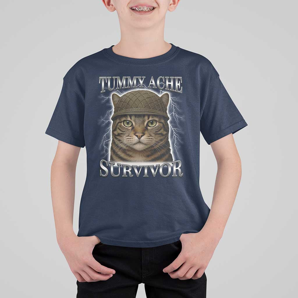 Funny Cat Meme Humor T Shirt For Kid Tummy Ache Survivor Lightning Cats Parody