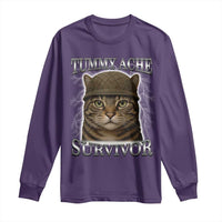 Funny Cat Meme Humor Long Sleeve Shirt Tummy Ache Survivor Lightning Cats Parody