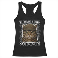 Funny Cat Meme Humor Racerback Tank Top Tummy Ache Survivor Lightning Cats Parody