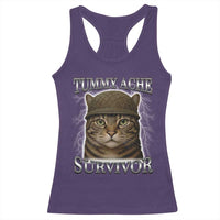 Funny Cat Meme Humor Racerback Tank Top Tummy Ache Survivor Lightning Cats Parody