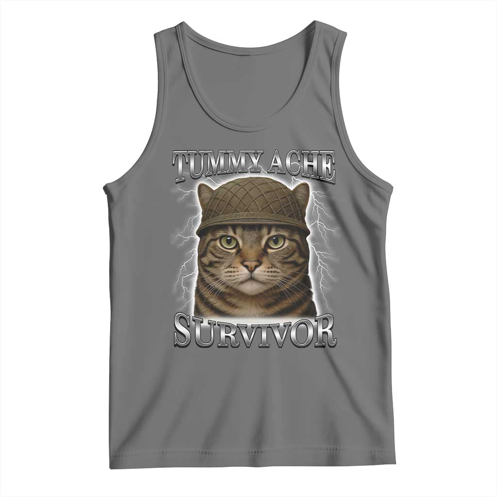 Funny Cat Meme Humor Tank Top Tummy Ache Survivor Lightning Cats Parody