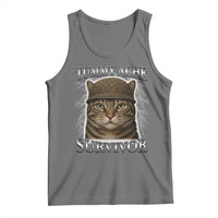 Funny Cat Meme Humor Tank Top Tummy Ache Survivor Lightning Cats Parody