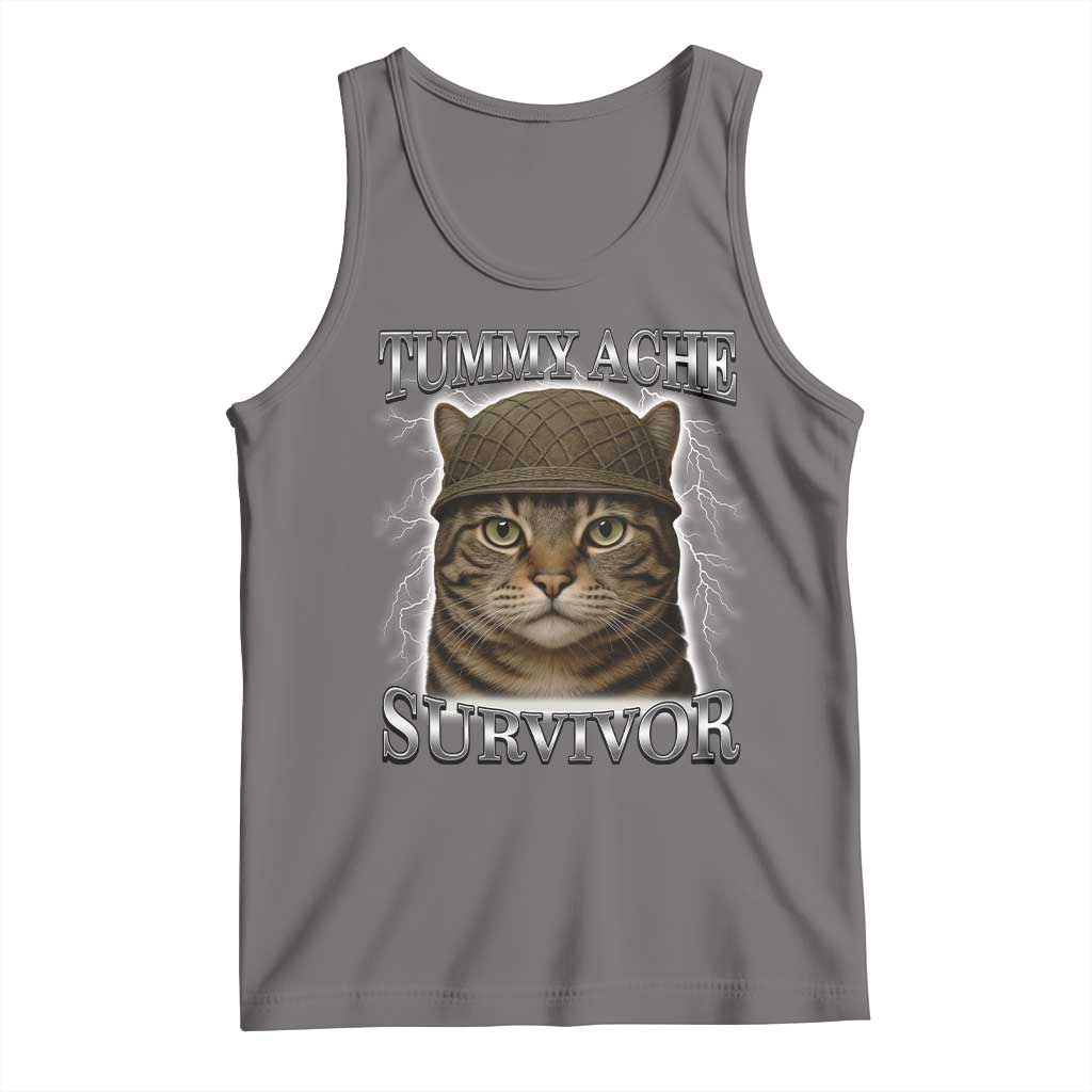 Funny Cat Meme Humor Tank Top Tummy Ache Survivor Lightning Cats Parody