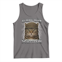 Funny Cat Meme Humor Tank Top Tummy Ache Survivor Lightning Cats Parody